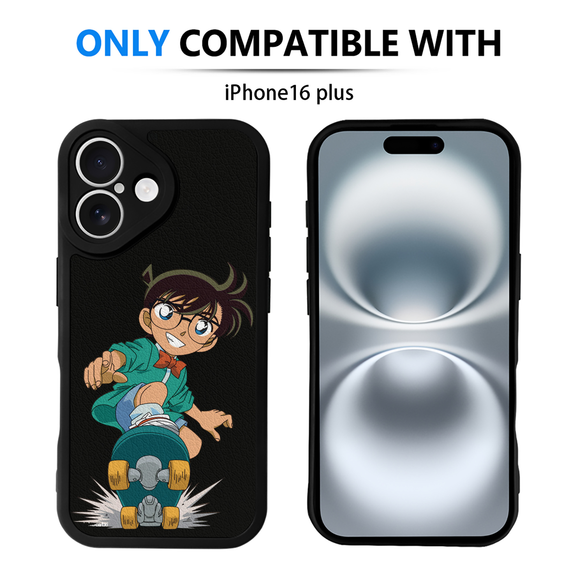 （画像用） 名探偵コナン 江戸川 コナン Detective Conan Conan Edogawa 【iPhone 16シリーズ対応】シリコンスマホケース（レザー調） 材質：シリコン